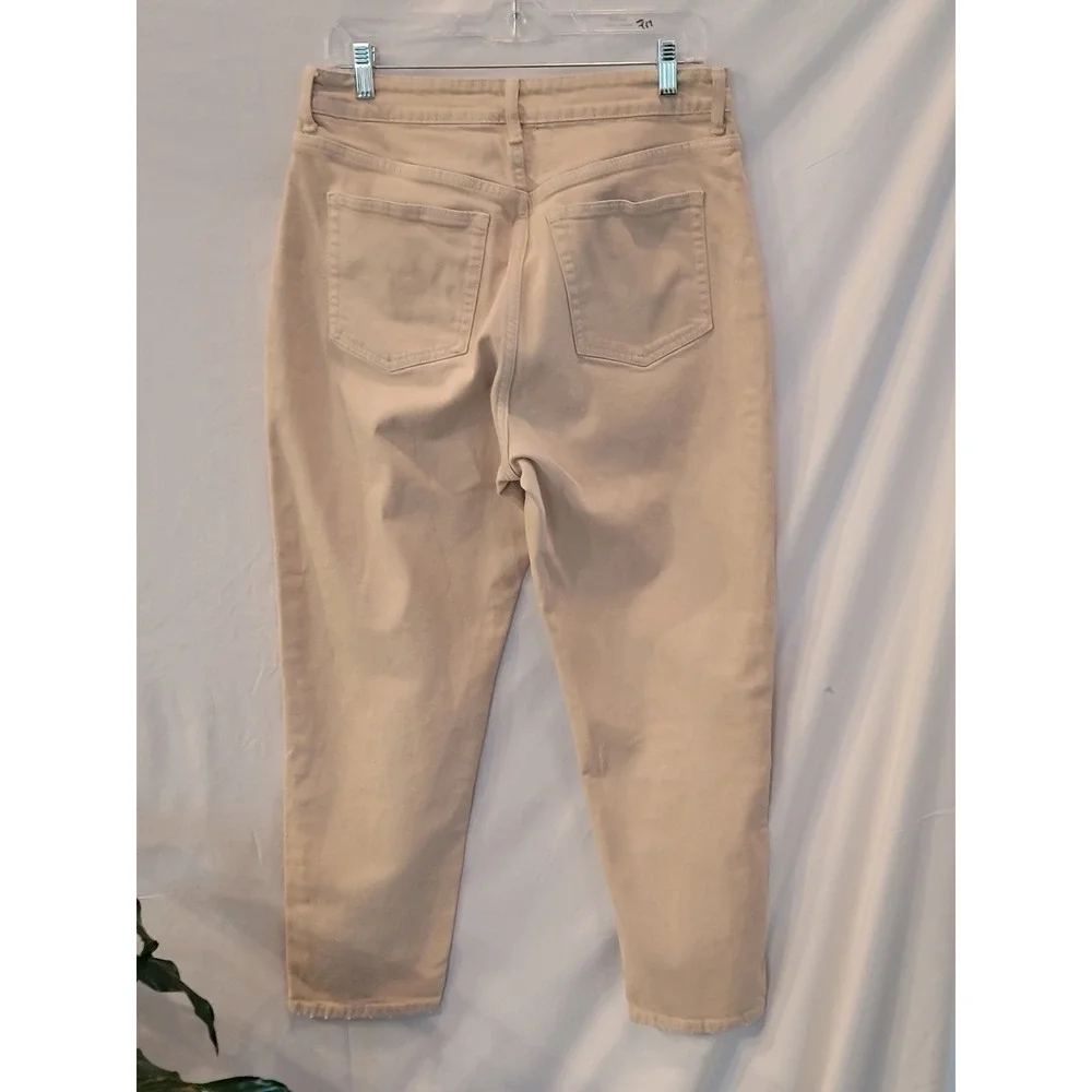H&M Beige High Waisted Mom Jeans Tan Tapered Leg Denim‎ Pants Womens Size 12